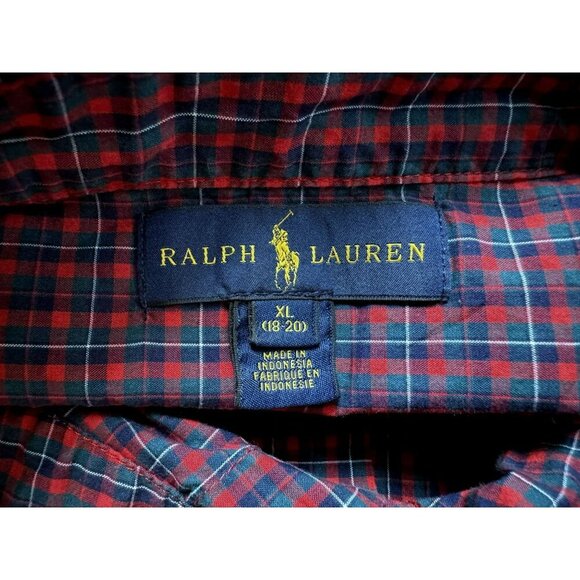 Ralph Lauren Big Boys 100% Cotton Button-Down Plaid Preppy Shirt Sz XL 18-20 - Picture 4 of 5
